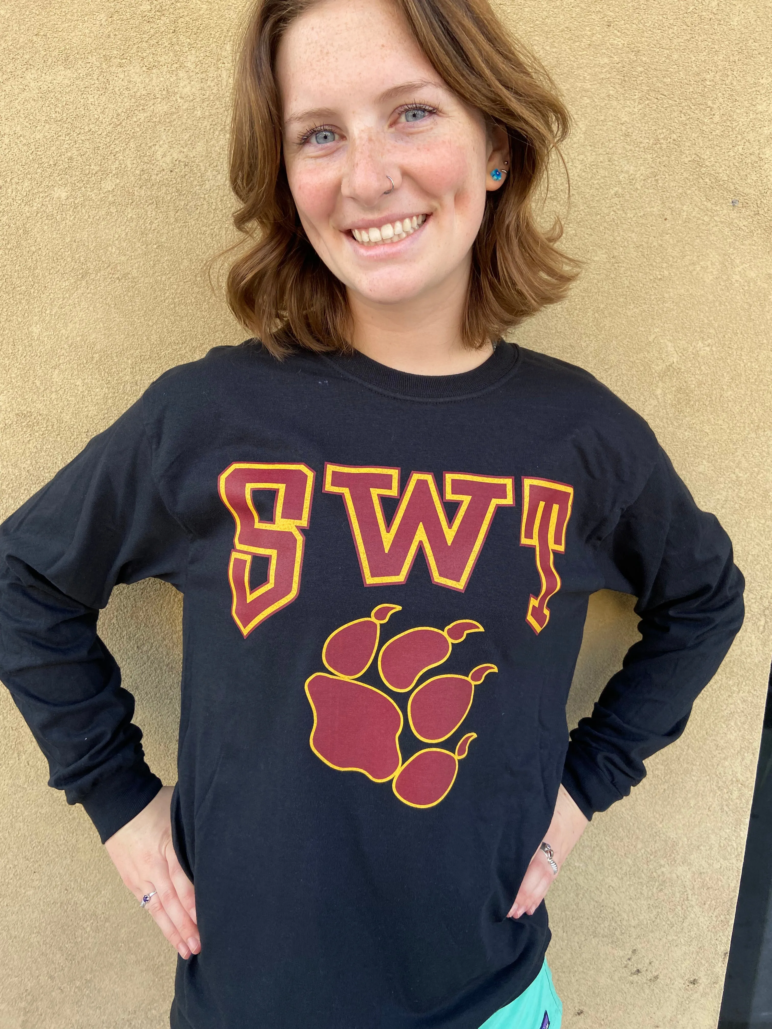 SWT Black Long Sleeved T-shirt with Paw Print