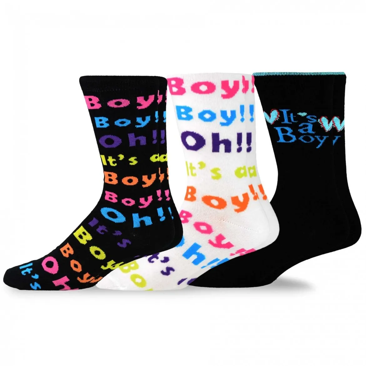 TeeHee Socks Men's Baby Shower Cotton Crew It's a Boy 3-Pack (10944)