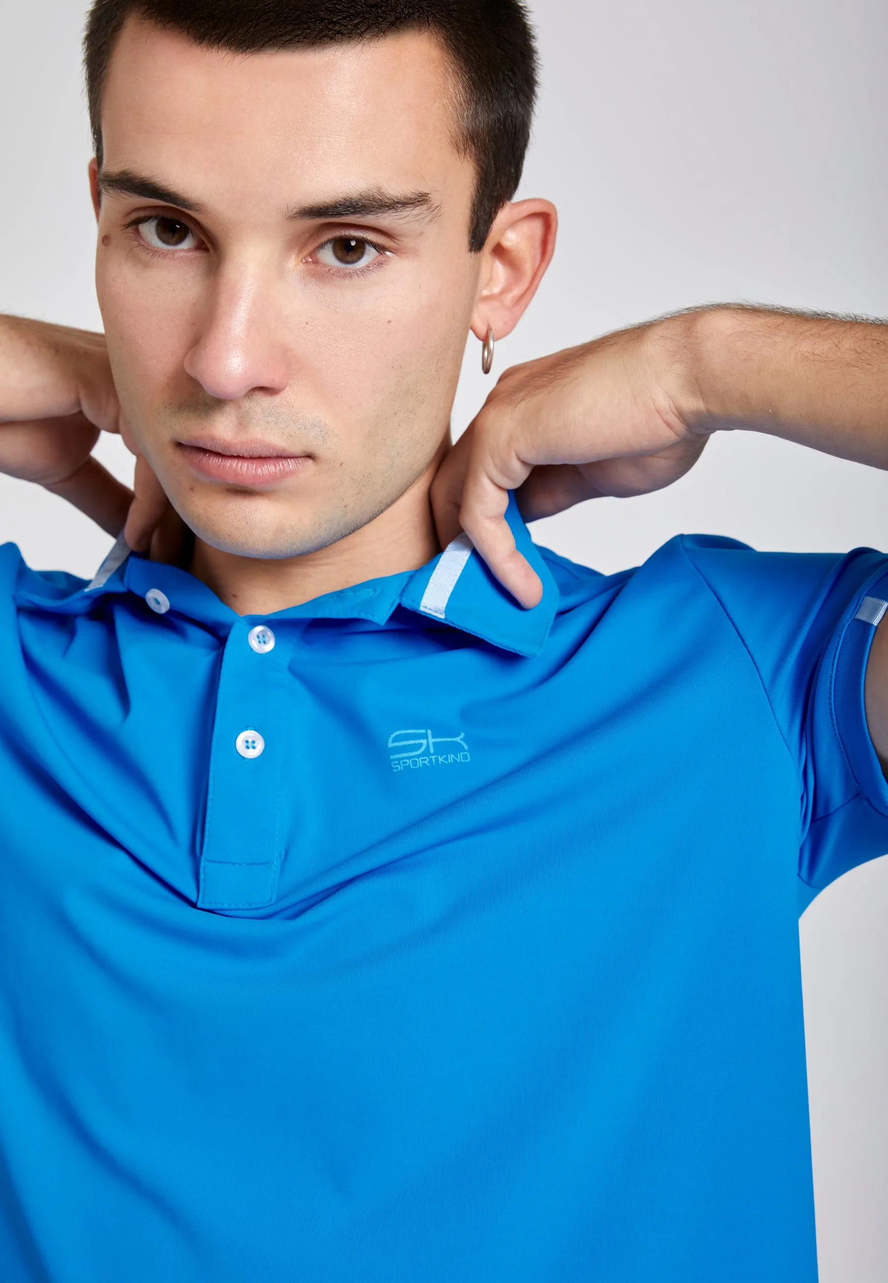 Tennis polo shirt for men and boys, cyan blue