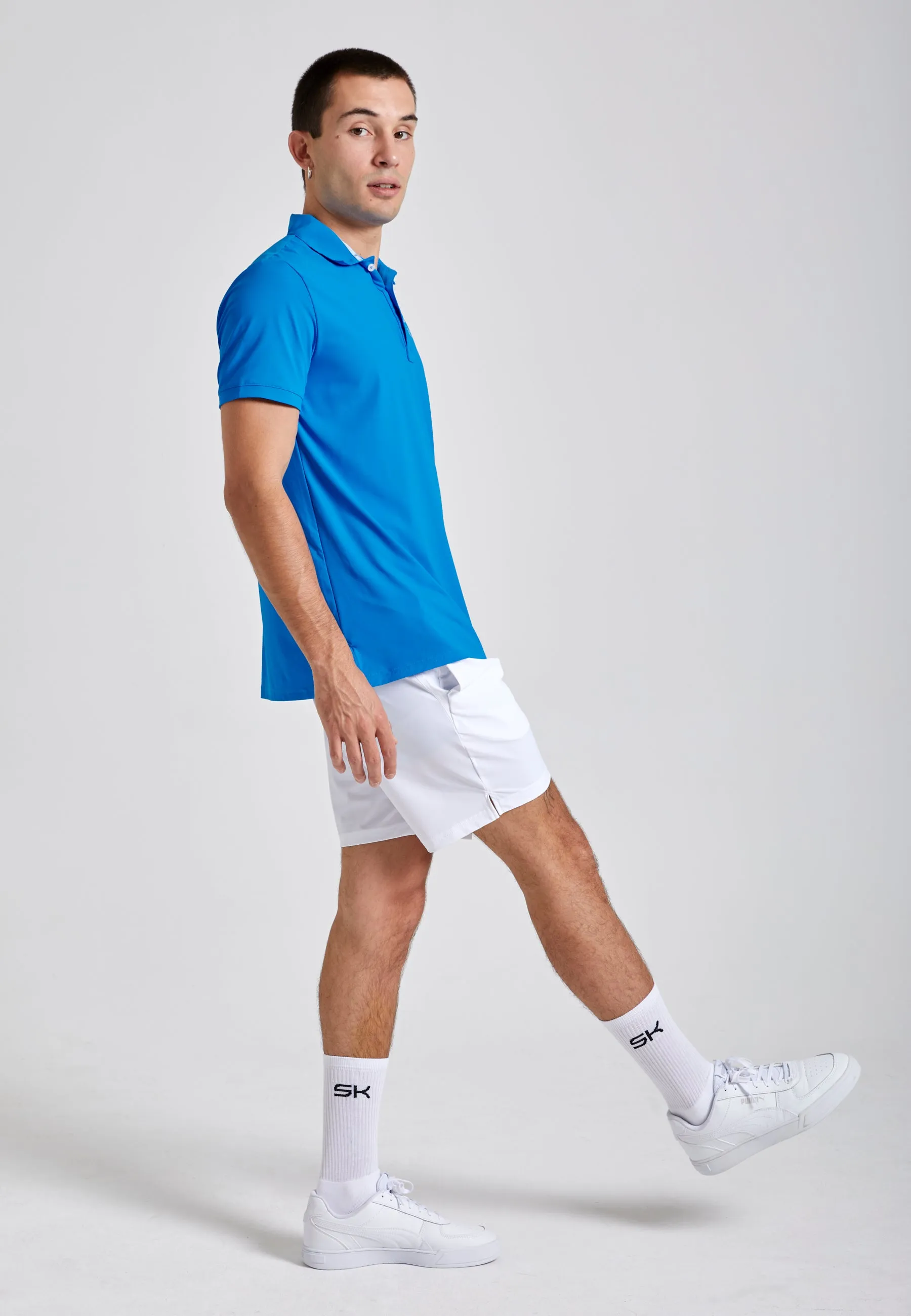 Tennis polo shirt for men and boys, cyan blue