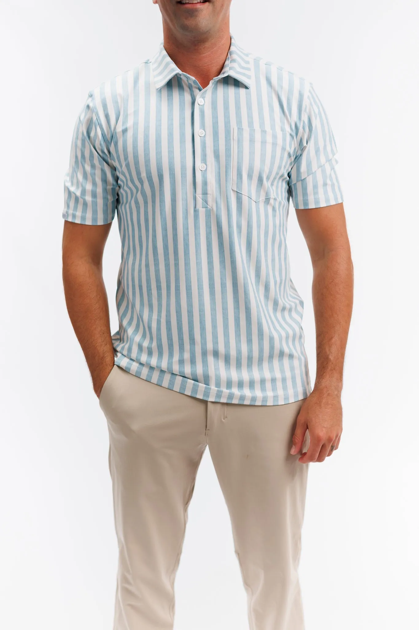 The Eastwood Polo - Lagoon Stripe