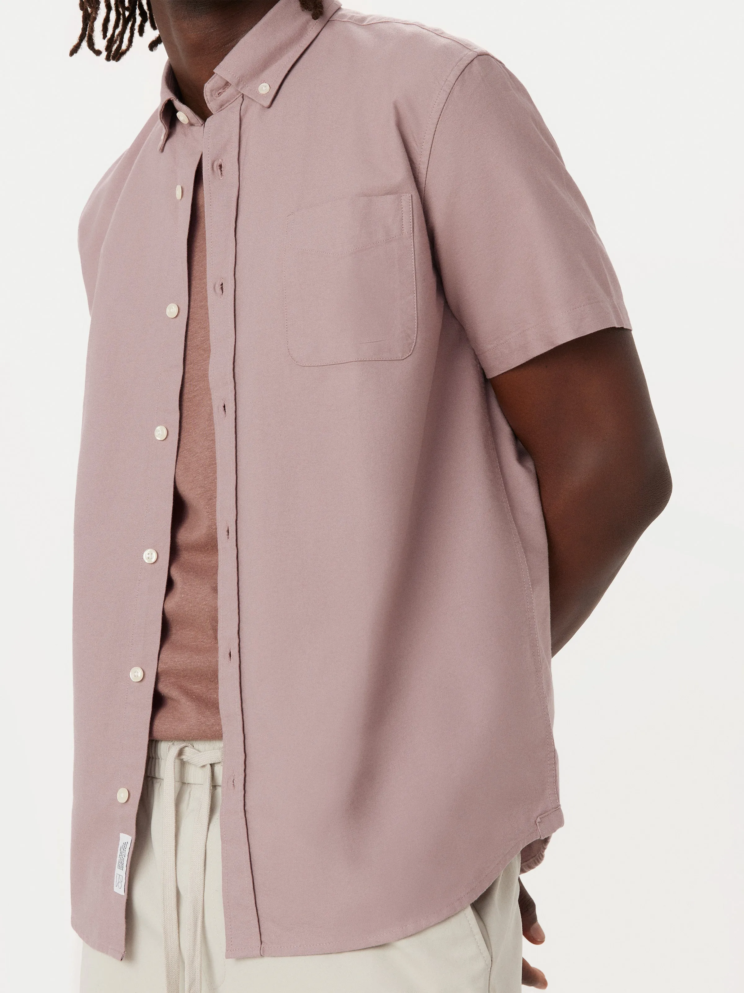 The Jasper Short Sleeve Oxford Shirt in Mauve Mist