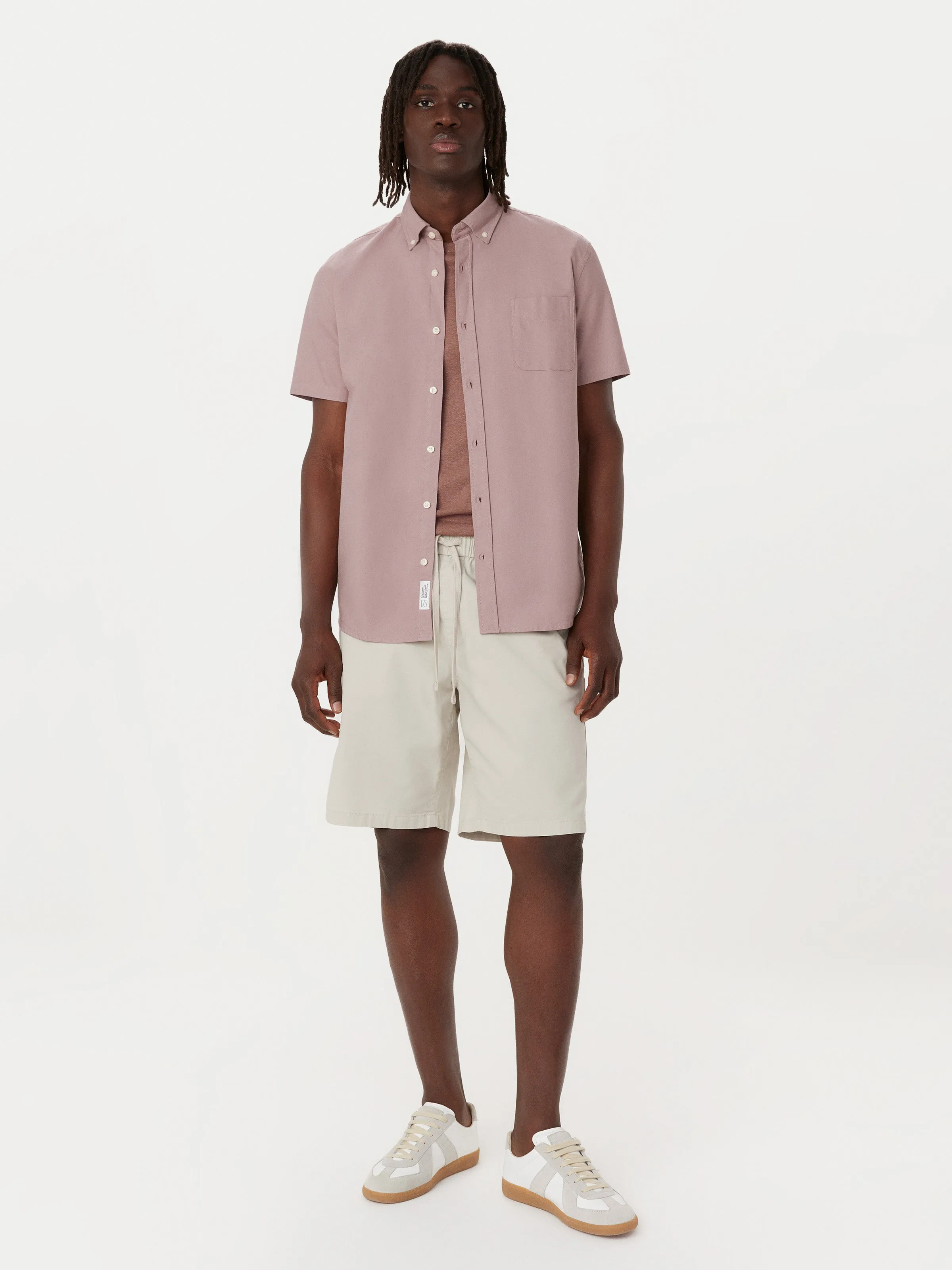 The Jasper Short Sleeve Oxford Shirt in Mauve Mist