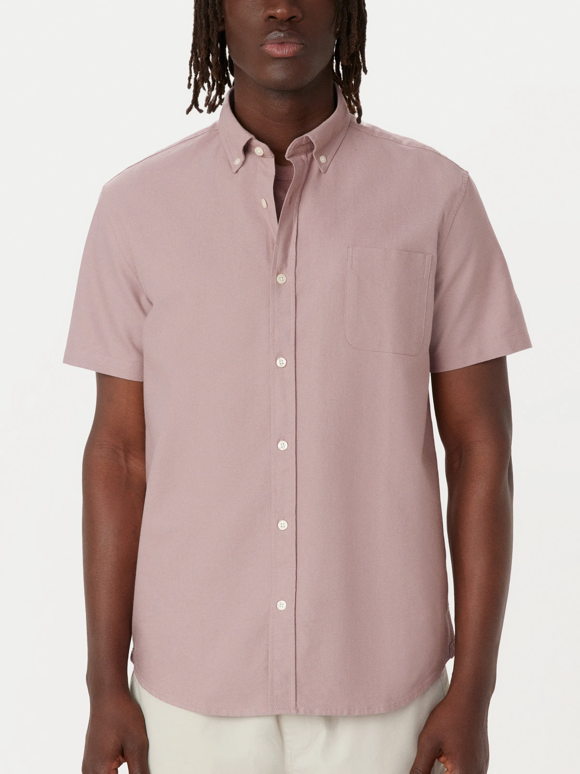 The Jasper Short Sleeve Oxford Shirt in Mauve Mist