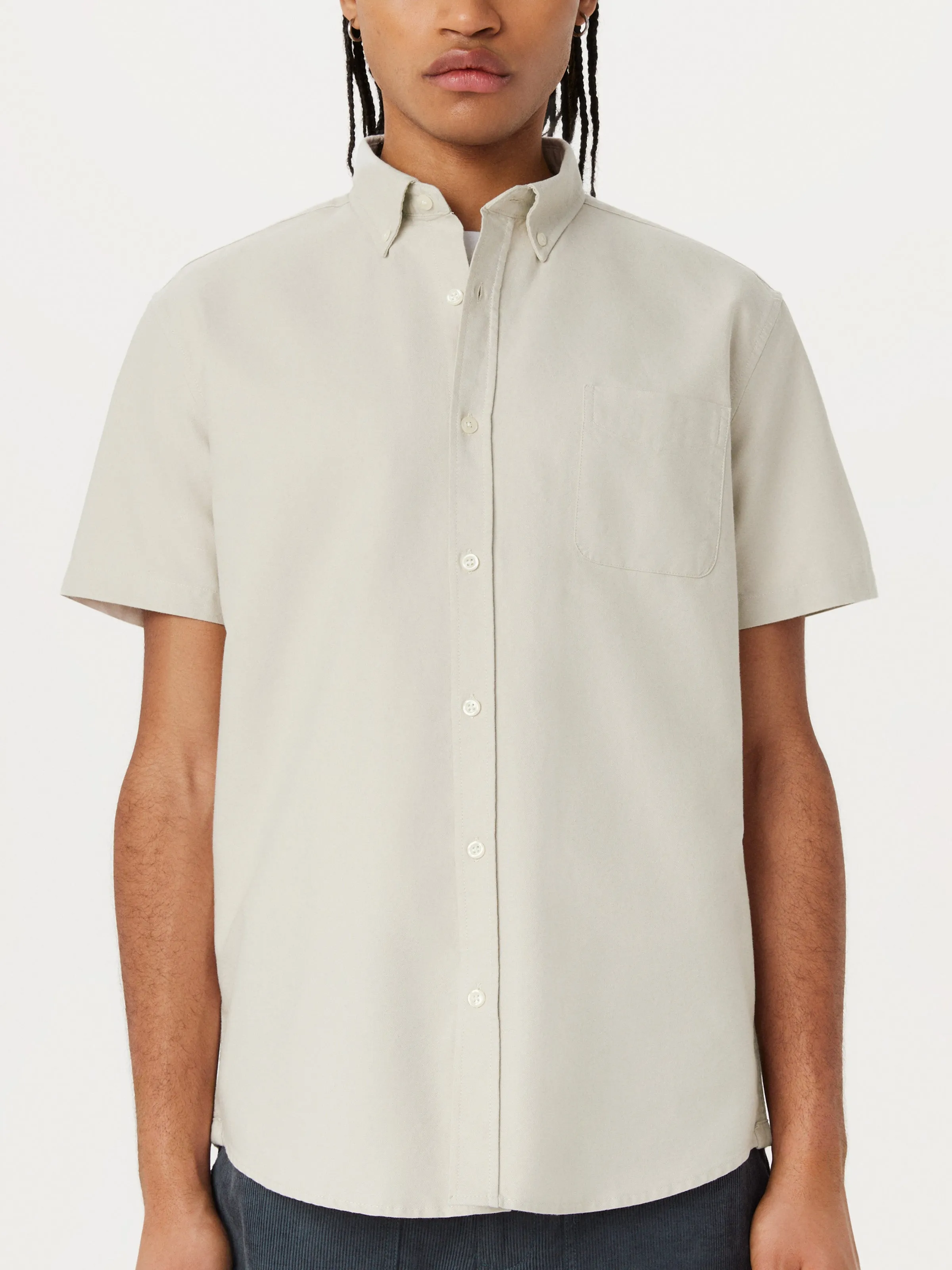 The Jasper Short Sleeve Oxford Shirt in Moonlight