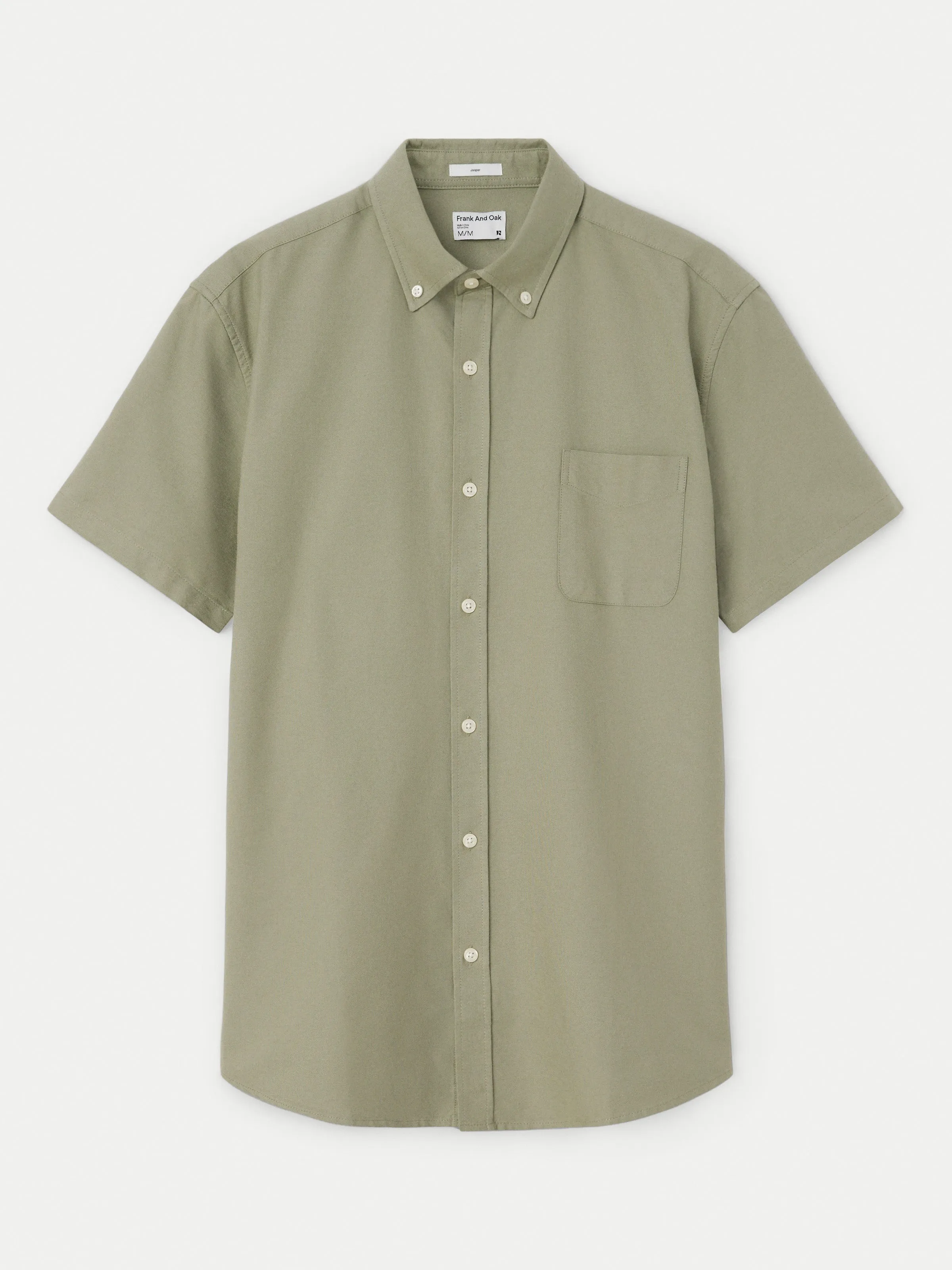 The Jasper Short Sleeve Oxford Shirt in Olive Green