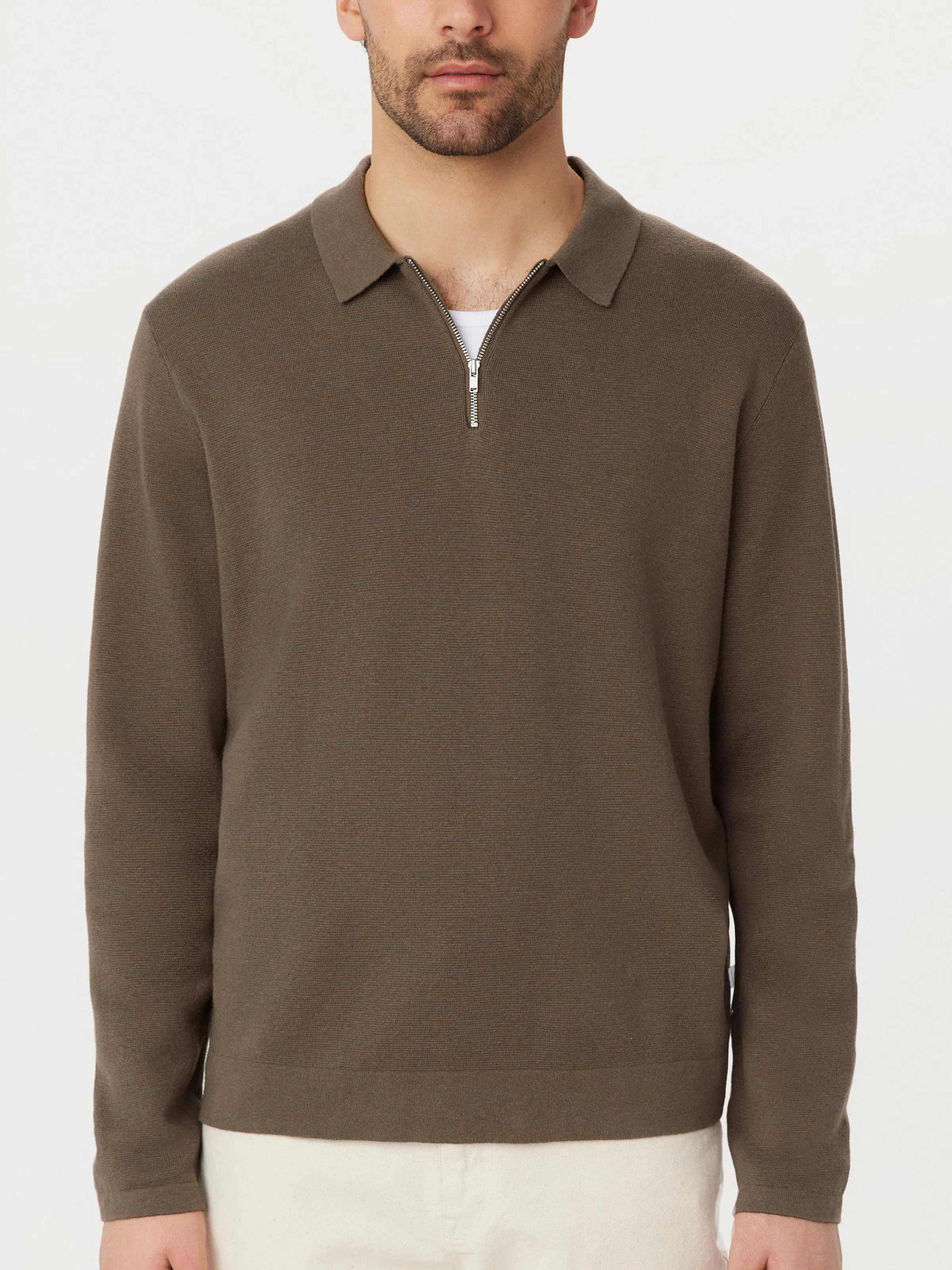 The Long Sleeve Polo Knit in Brown