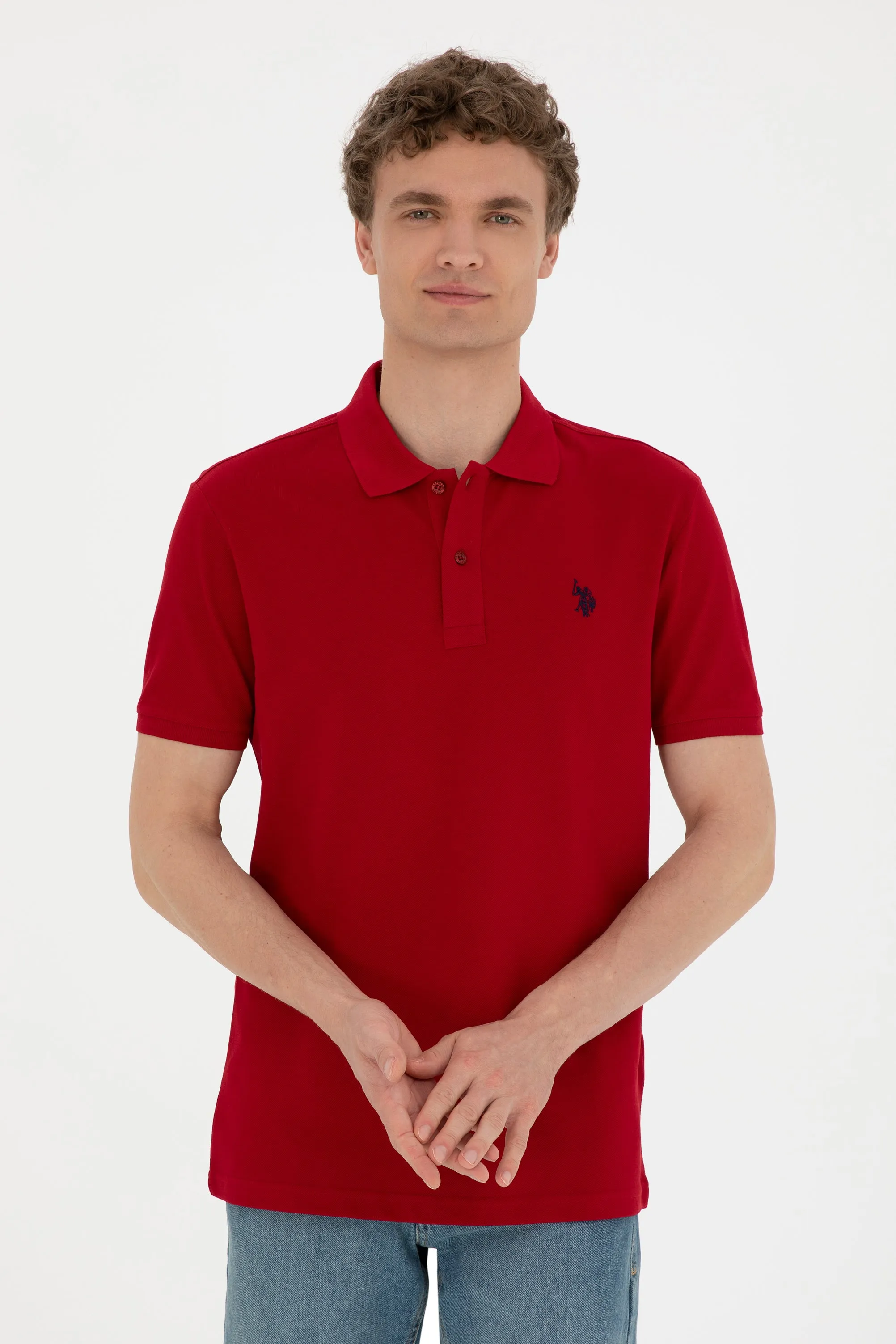 USPA Polo Shirt Men Bordeaux VR014 USPOM224 Single Color Horse US Polo Assn.