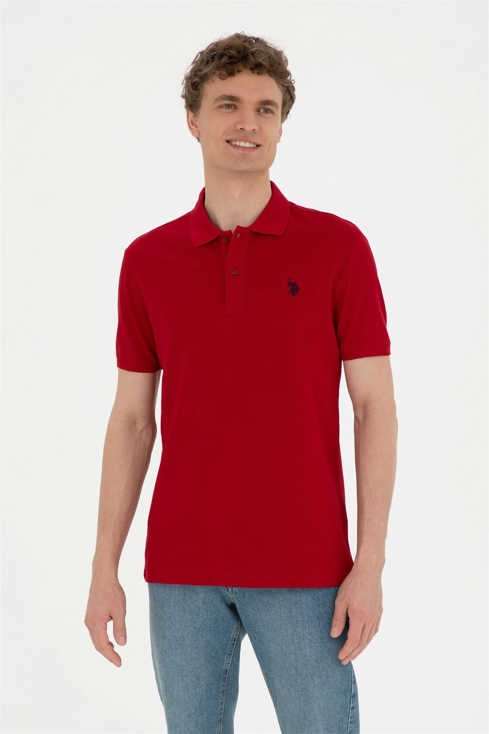 USPA Polo Shirt Men Bordeaux VR014 USPOM224 Single Color Horse US Polo Assn.