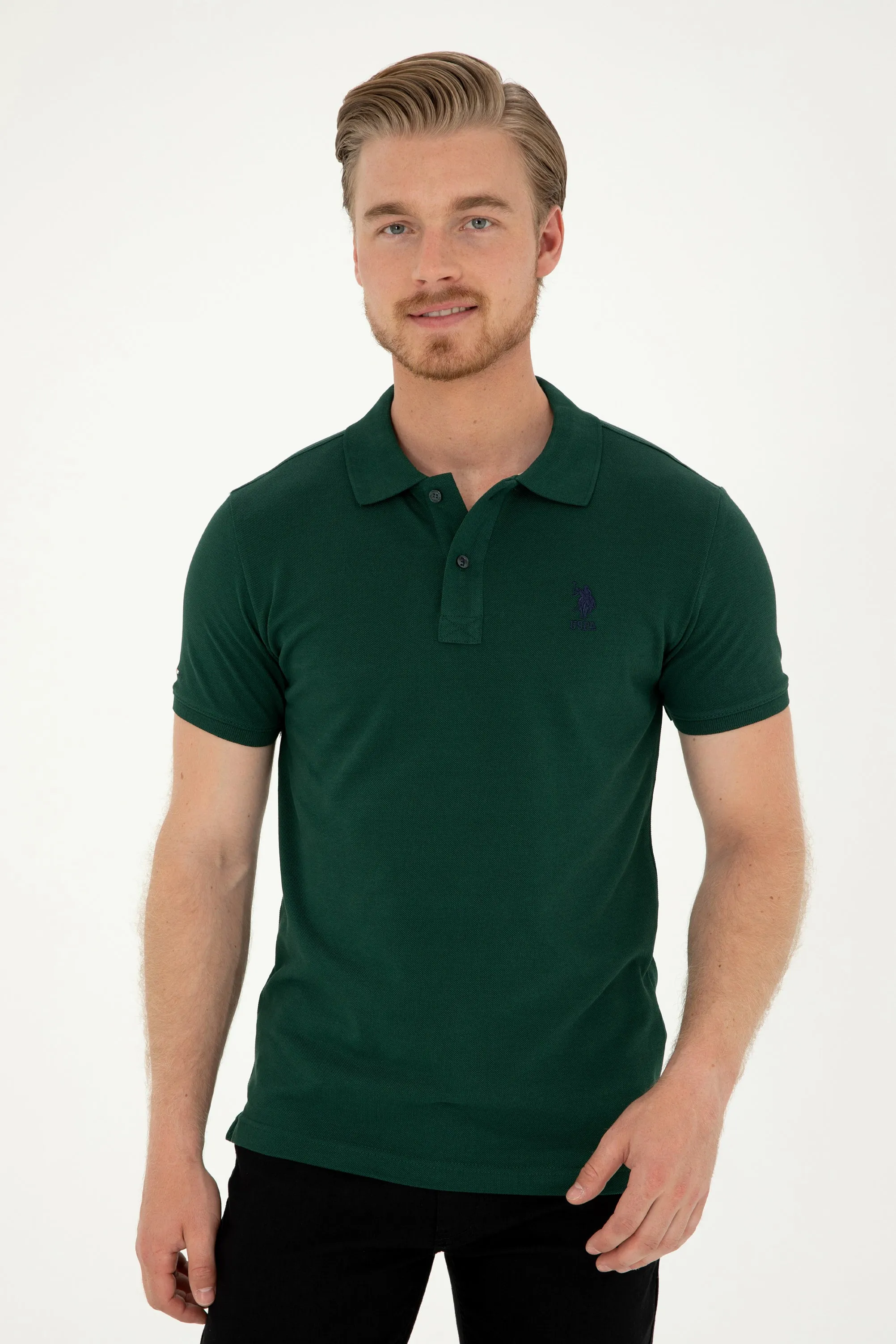 USPA Polo Shirt Men Dark Green VR079 USPOM238 USPA LOGO US Polo Assn.