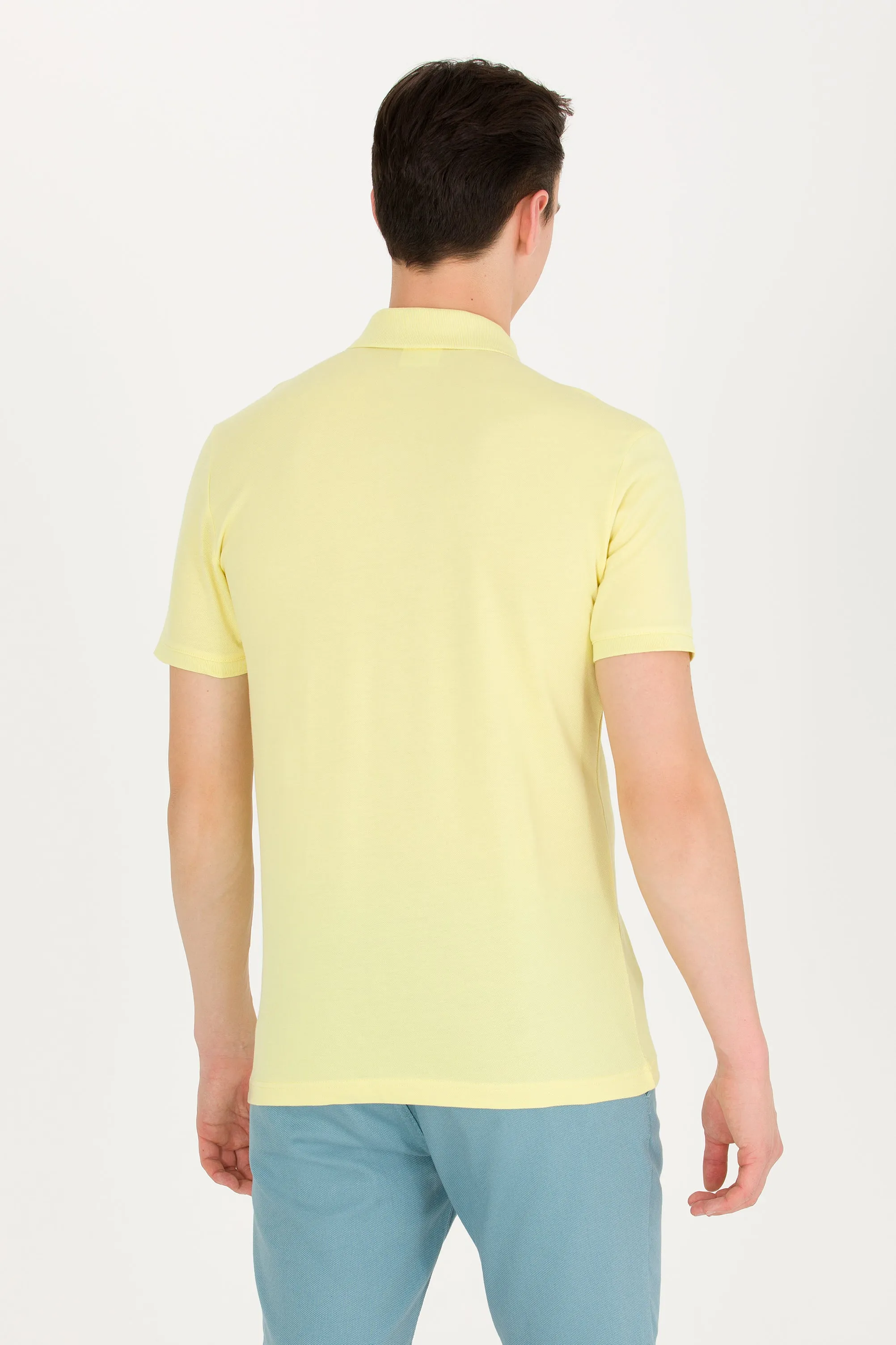 USPA Polo Shirt Men Light Yellow VR004 USPOM187 Single Color Horse US Polo Assn.