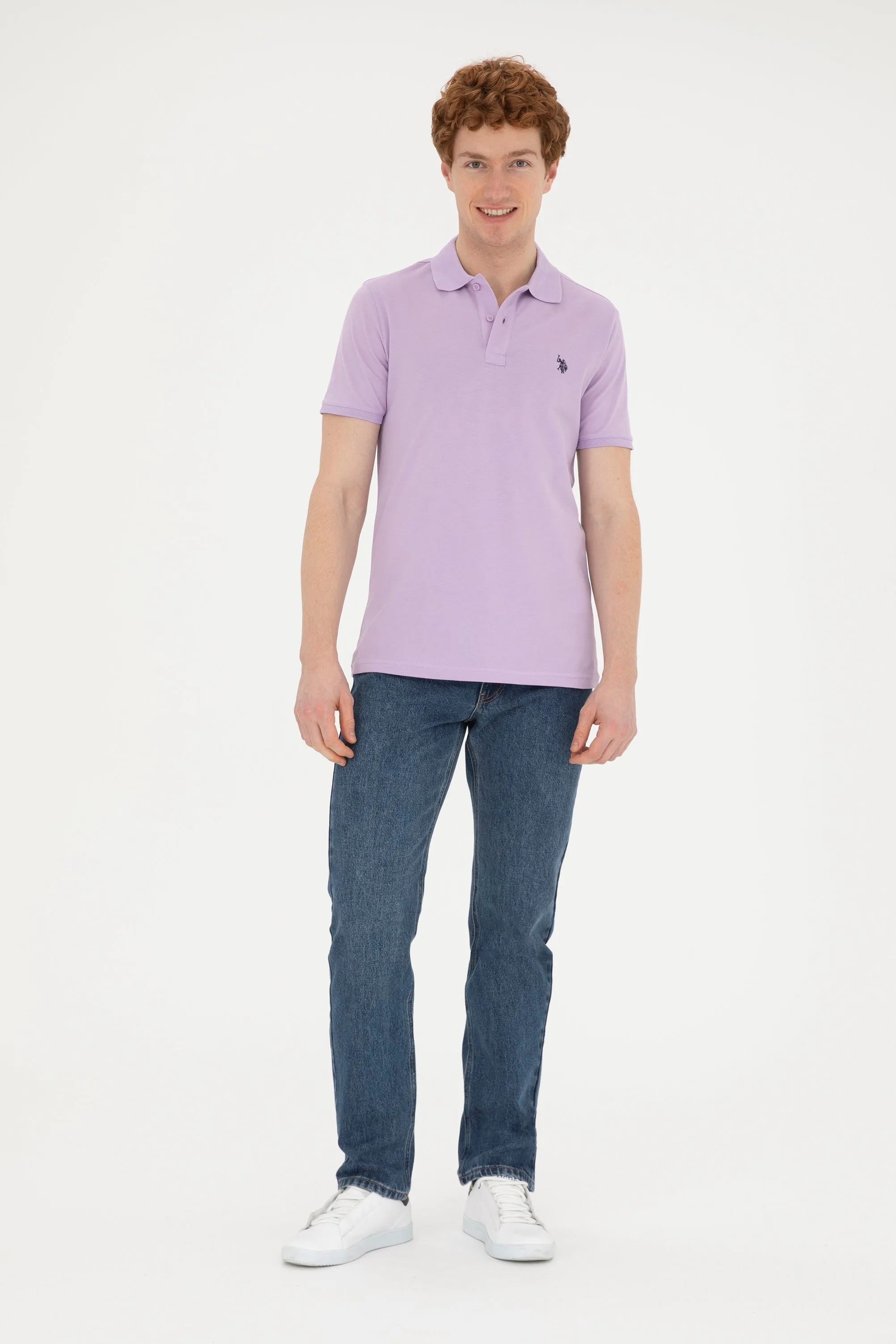 USPA Polo Shirt Men Lilac VR034 USPOM225 Single Color Horse US Polo Assn.