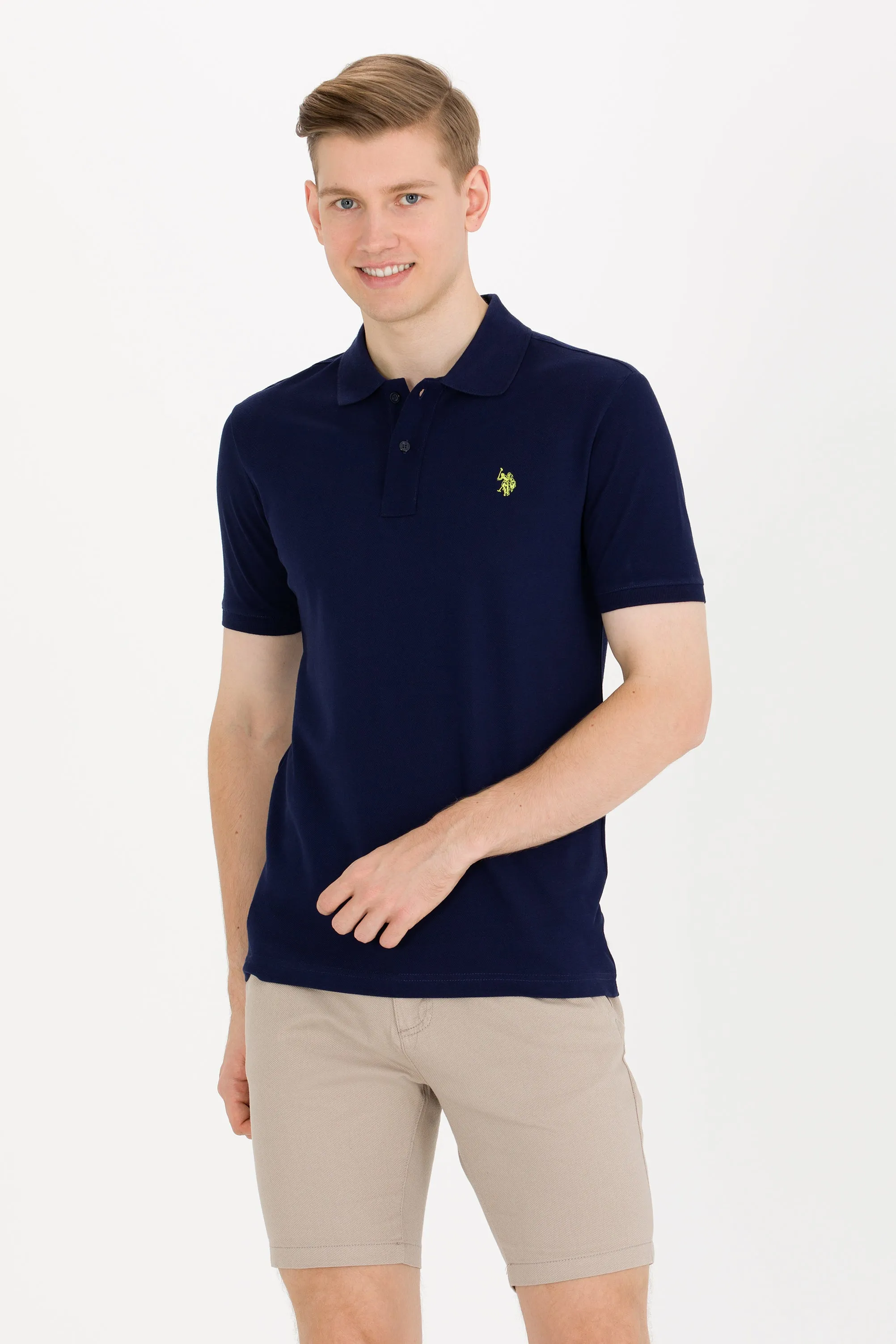 USPA Polo Shirt Men Navy VR033 USPOM189 Single Color Horse US Polo Assn.