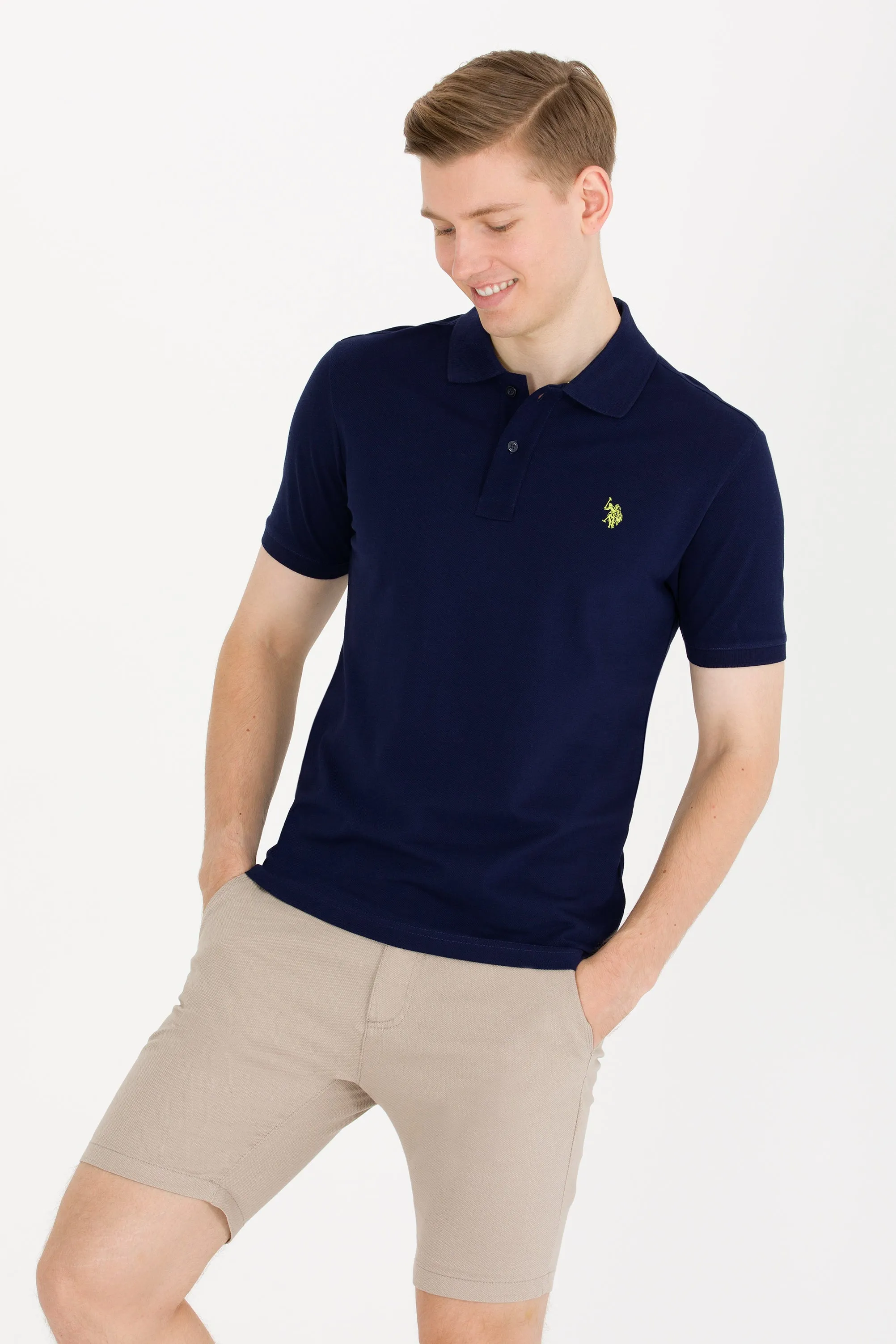 USPA Polo Shirt Men Navy VR033 USPOM189 Single Color Horse US Polo Assn.