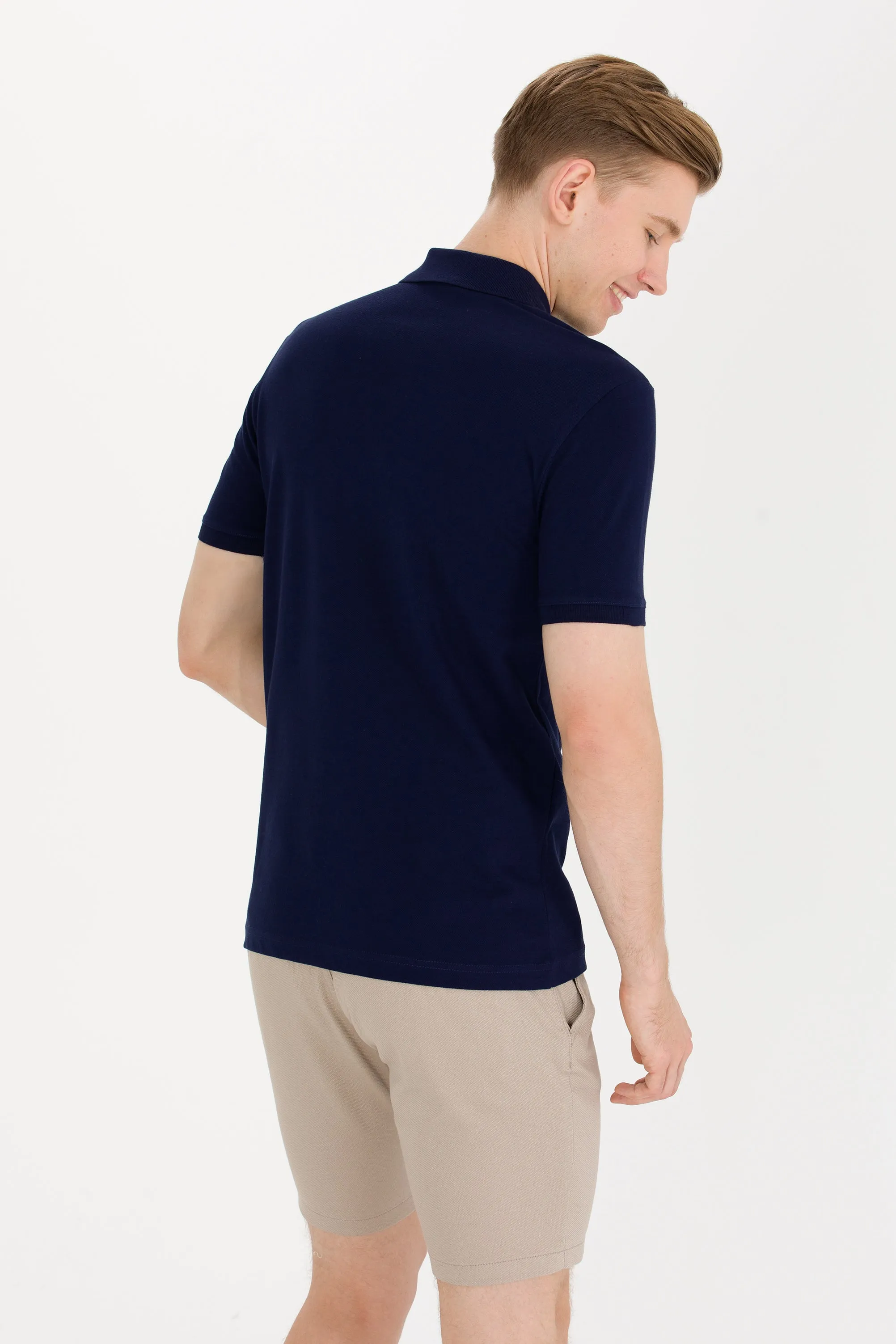 USPA Polo Shirt Men Navy VR033 USPOM189 Single Color Horse US Polo Assn.