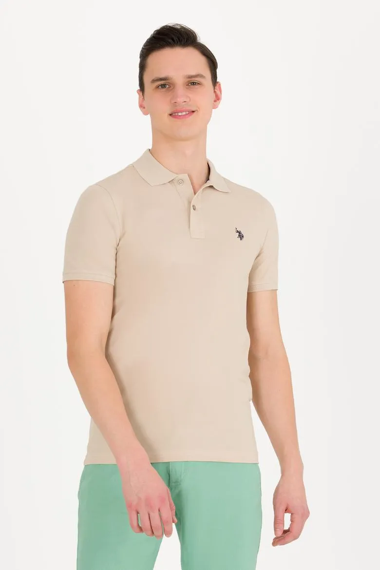 USPA Polo Shirt Men Stone VR049 USPOM234 Single Color Horse US Polo Assn.