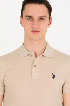 USPA Polo Shirt Men Stone VR049 USPOM234 Single Color Horse US Polo Assn.