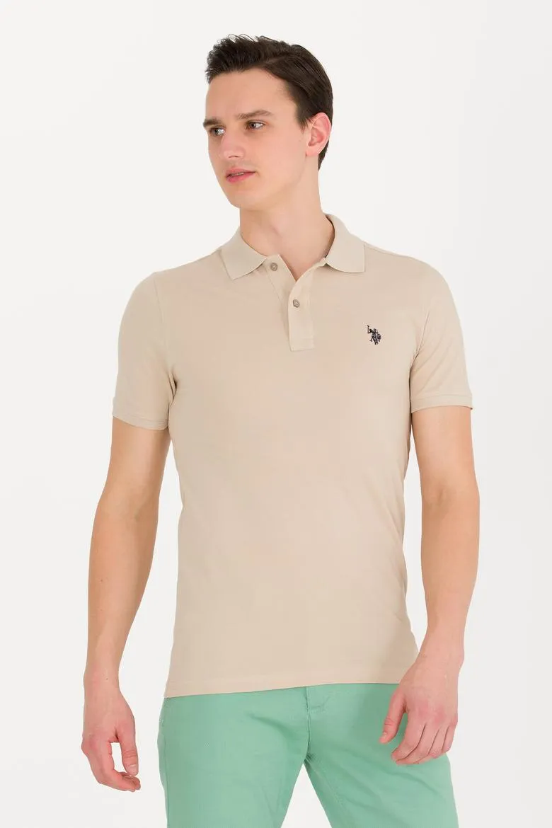 USPA Polo Shirt Men Stone VR049 USPOM234 Single Color Horse US Polo Assn.