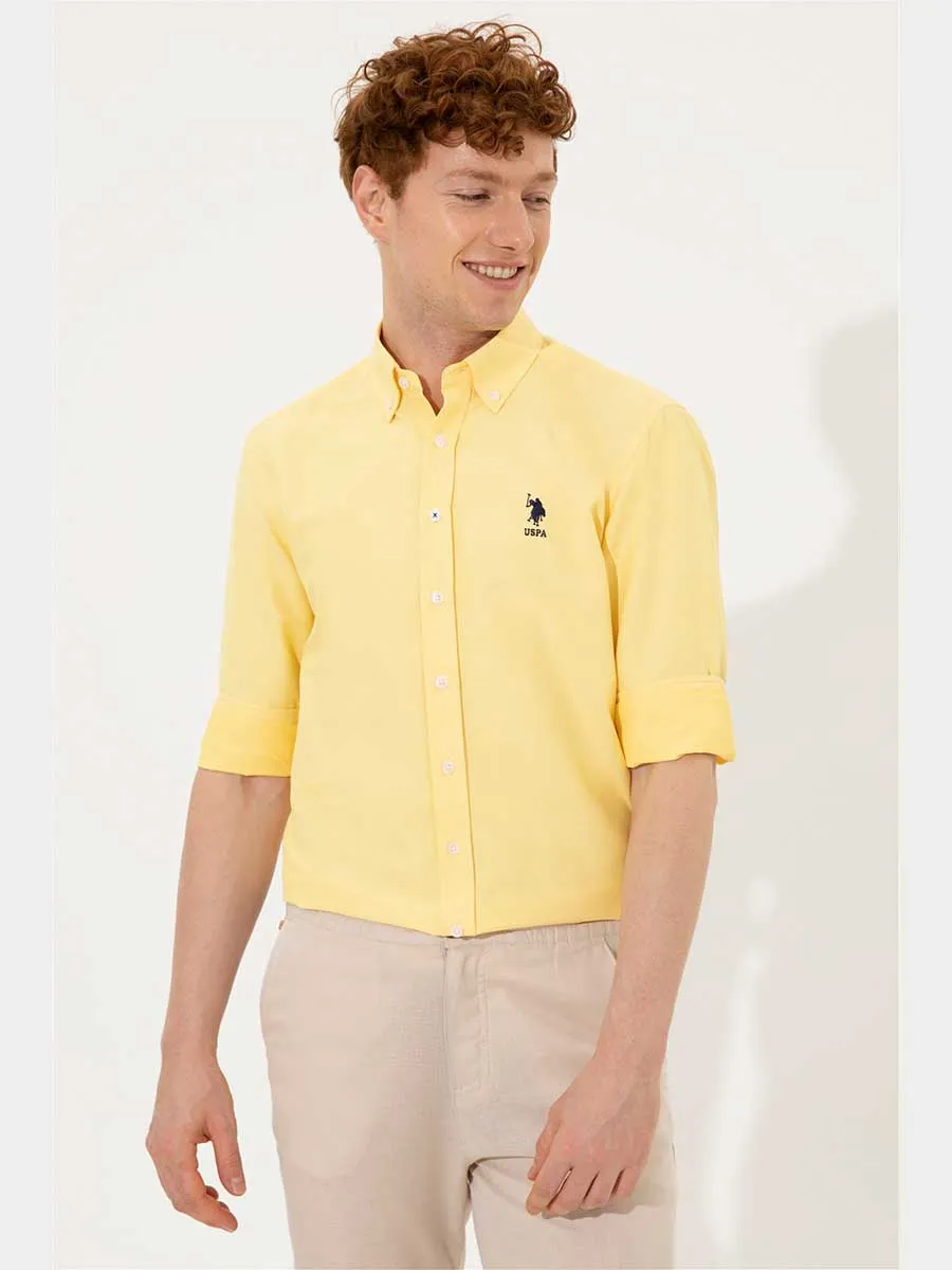 USPA Shirt Men Light Yellow VR004 USPSH257 Slim Fit US Polo Assn.