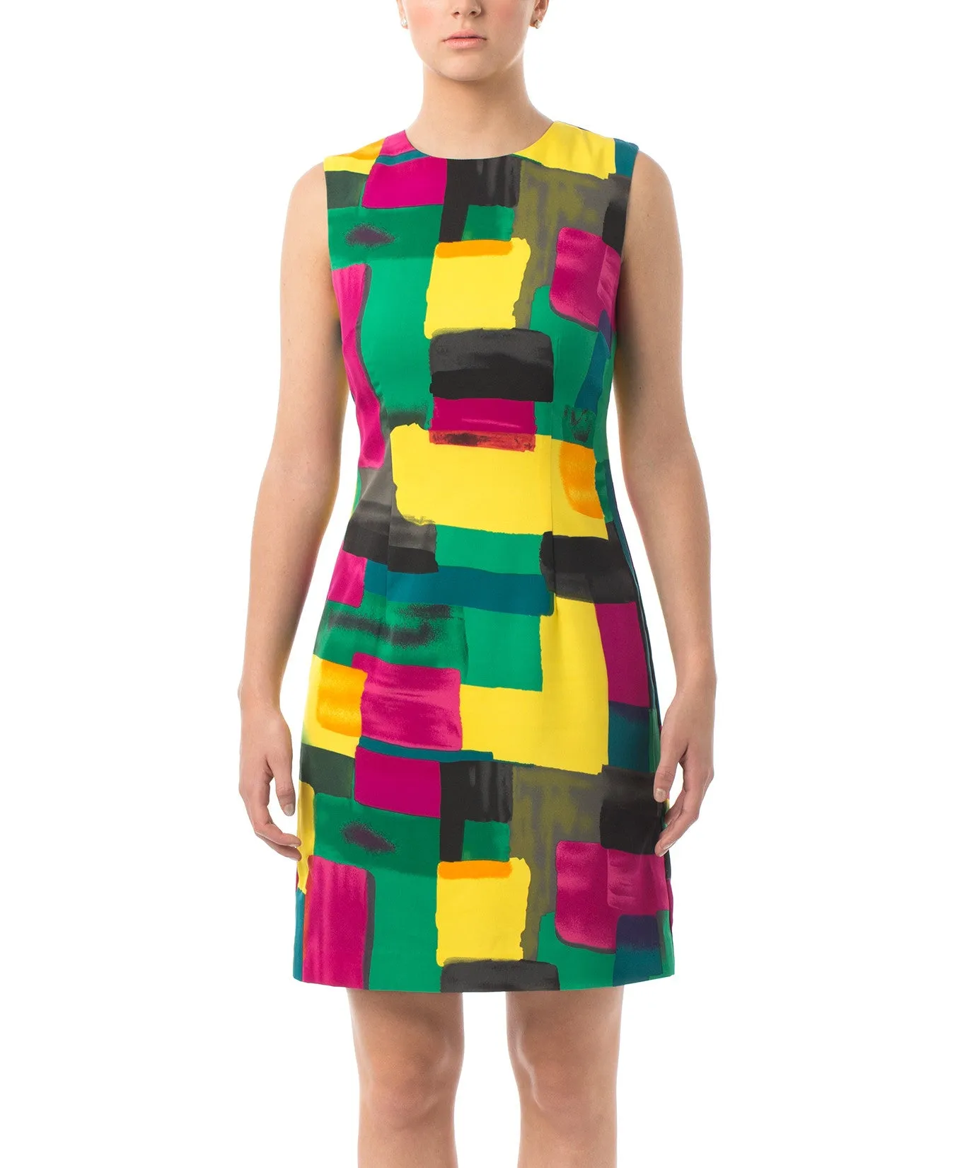 Vibrant yet classy stretch-fabric dress flatters your silhouette