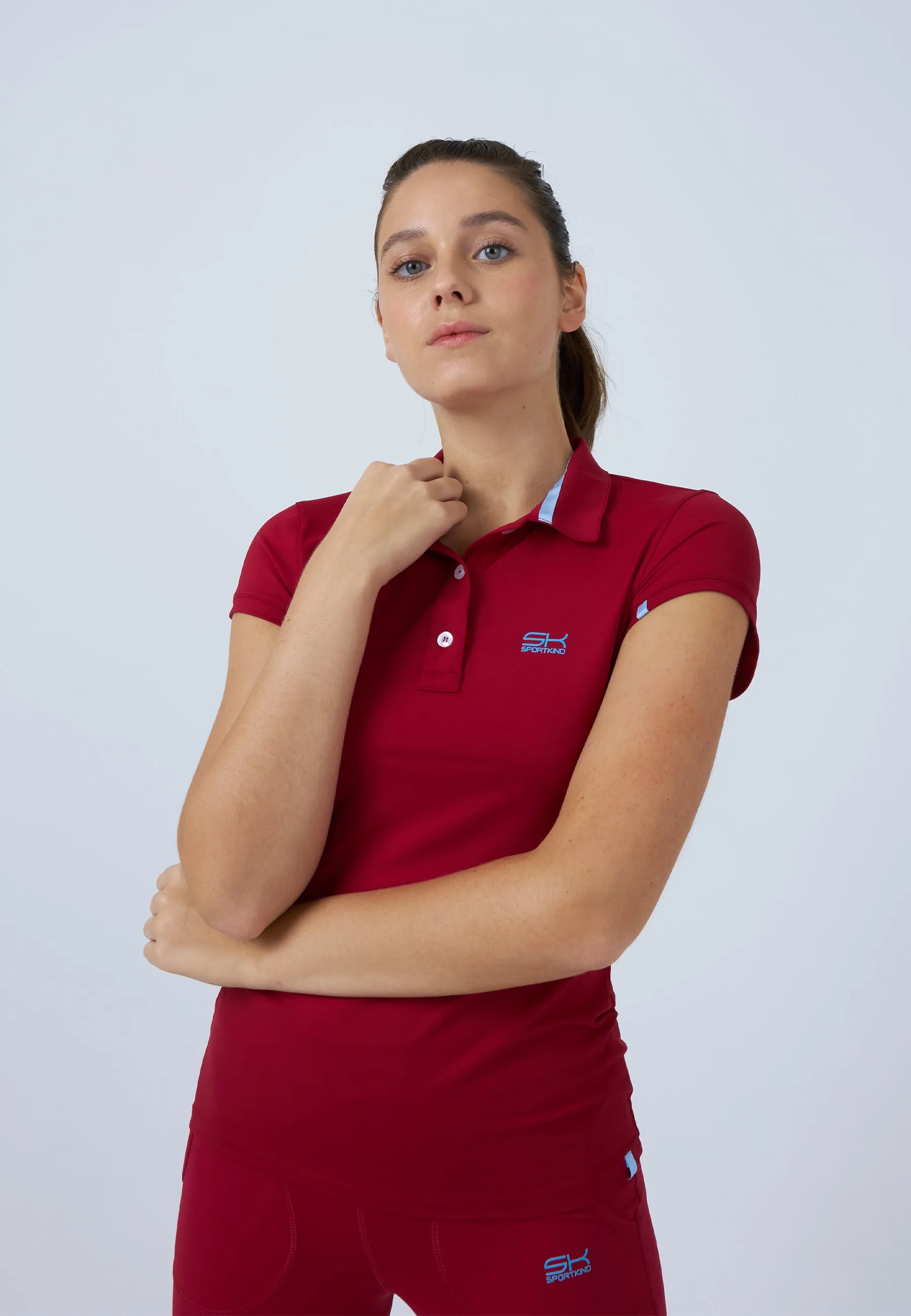 Women Tennis Polo Shirt, burgundy red