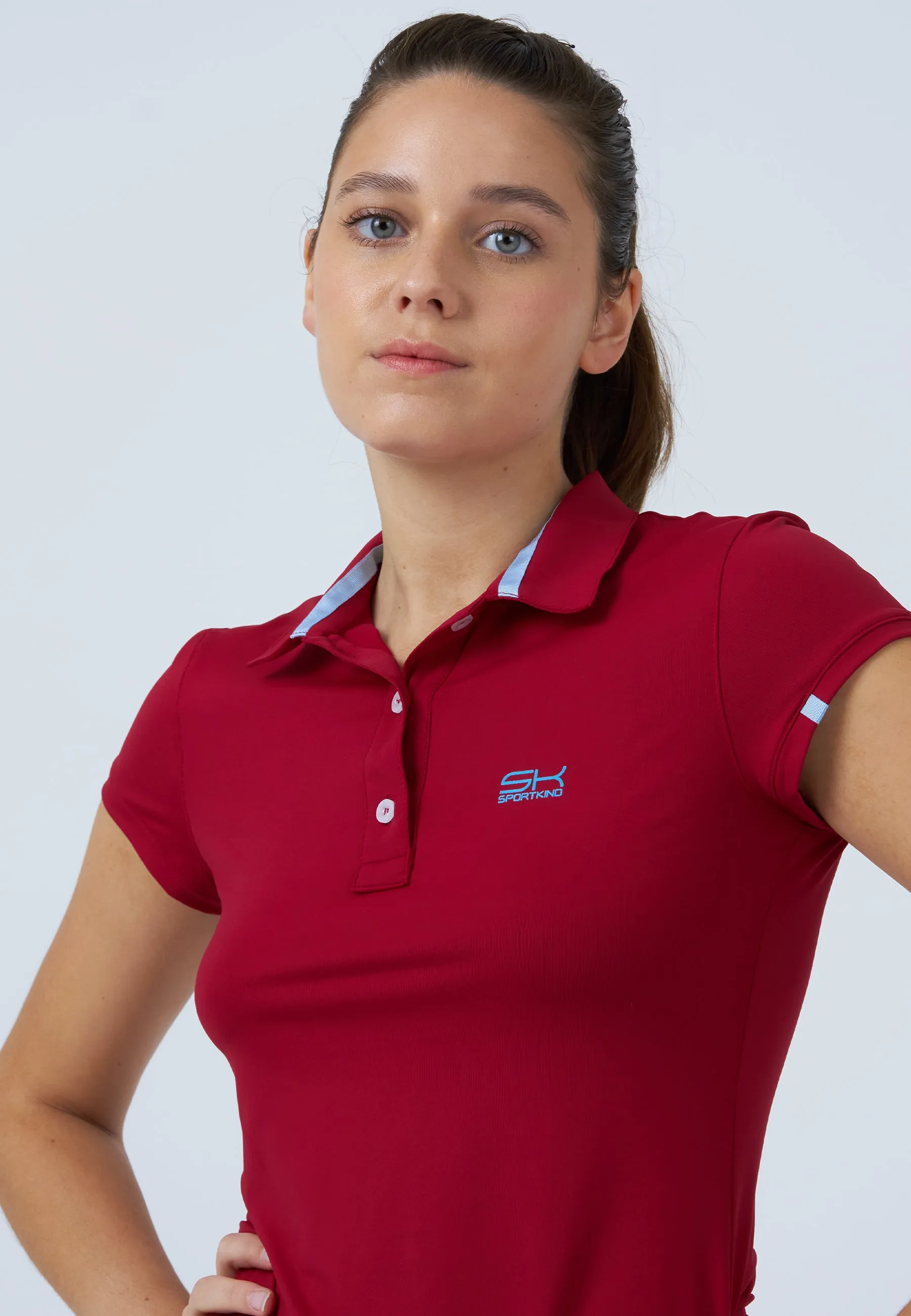 Women Tennis Polo Shirt, burgundy red