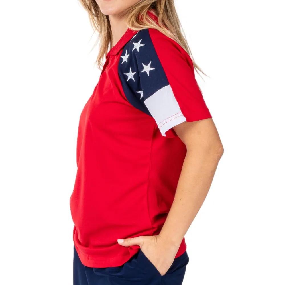 Women's Allegiance Freedom Tech Polo Shirt -Red