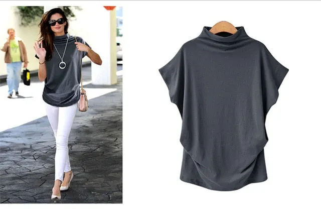 Women's Fashion Cotton Blouse Short Sleeve Casual