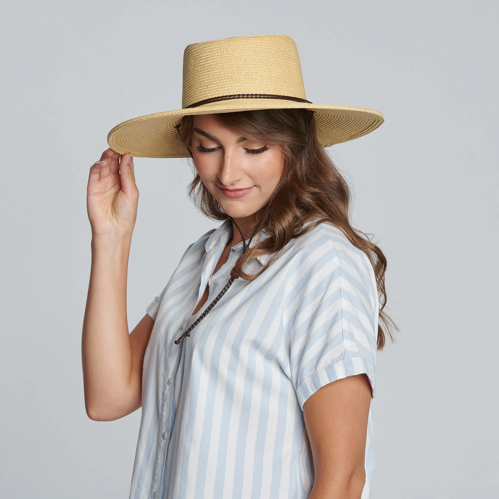 Womens Ultrabraid Sun Brim Hat with Chin Cord