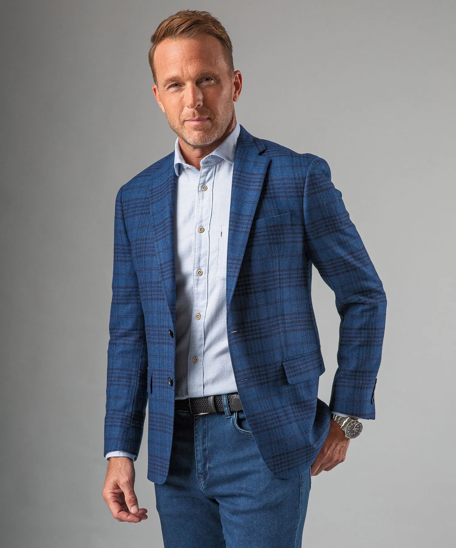 Wool-Blend Plaid Sport Coat